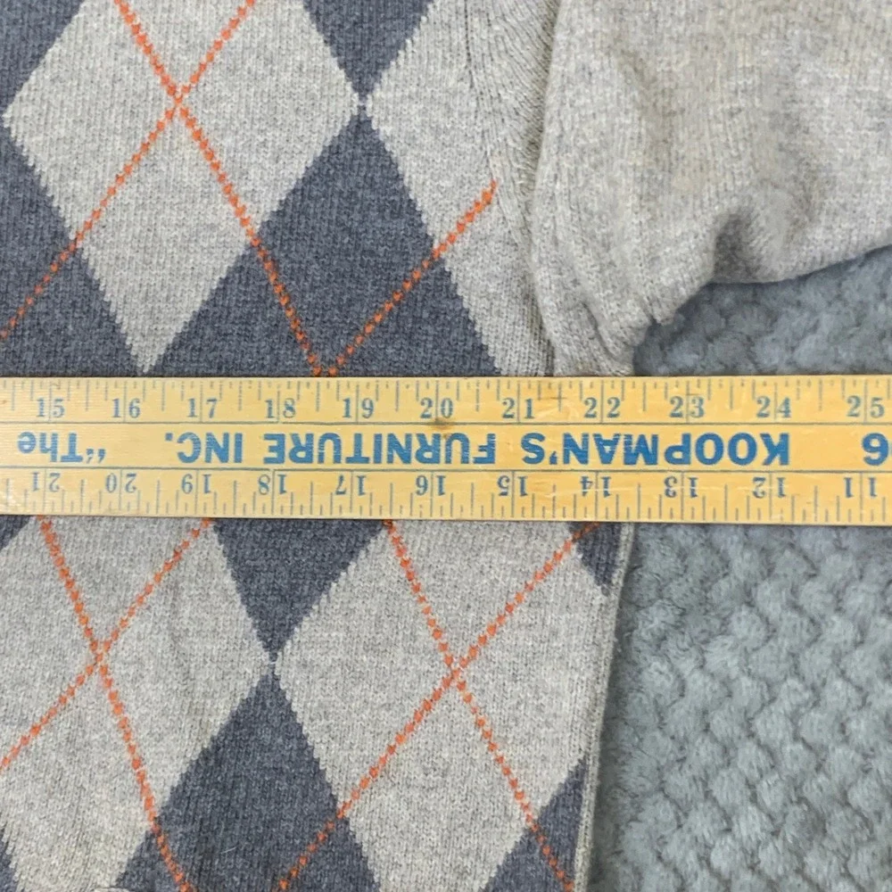 Gap Argyle Sweater Mens XL Gray Beige Full Zip Cotton Wool Blend Y2K Orange